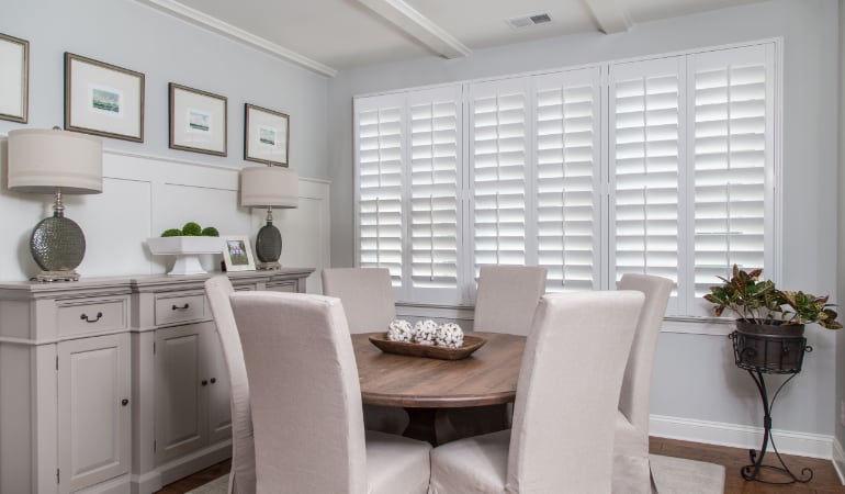  Plantation shutters in a Washington DC dining room.